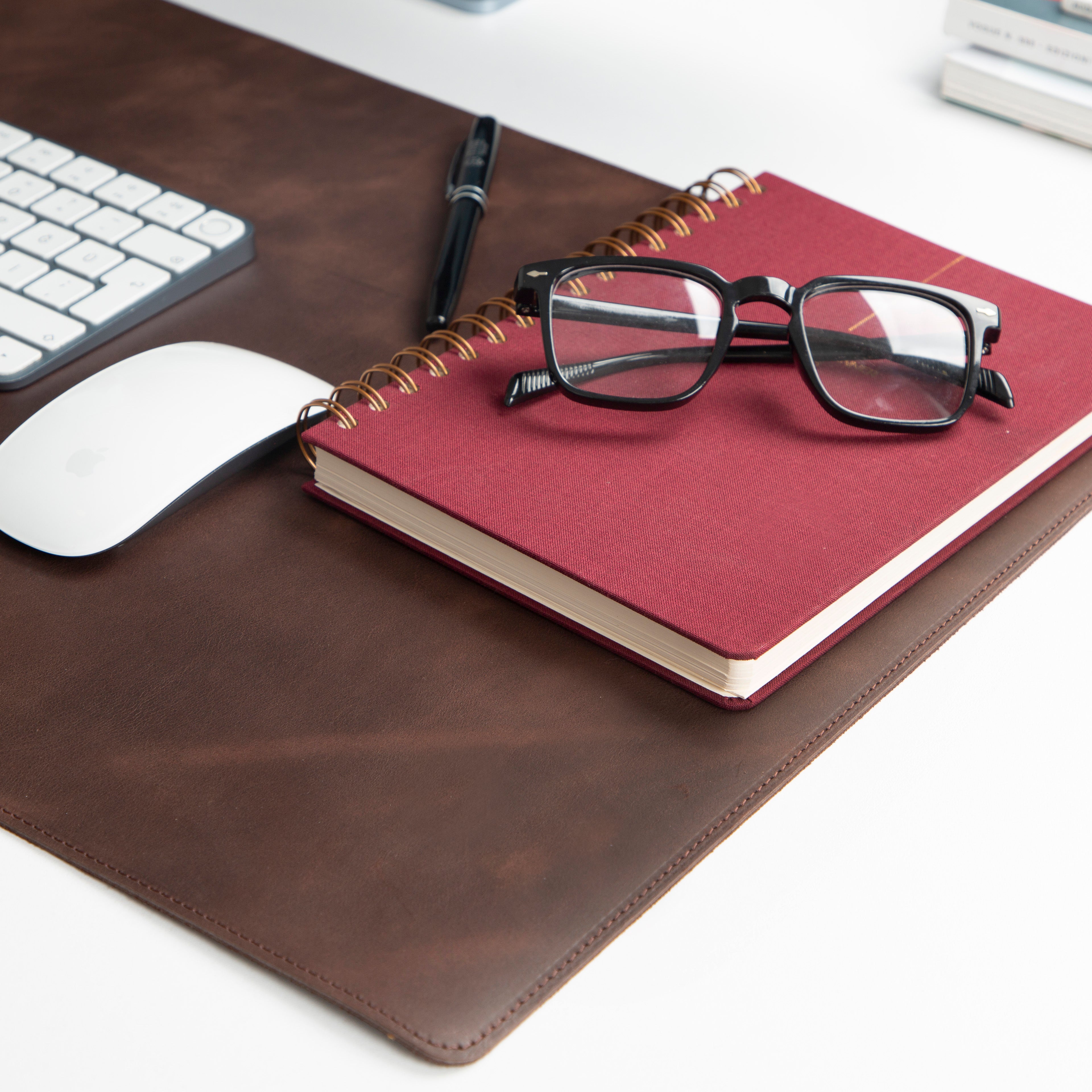 Personalized Leather Desk Mat, Medium (15" x 31") – Custom Engraved Desk Pad & Mouse Pad
