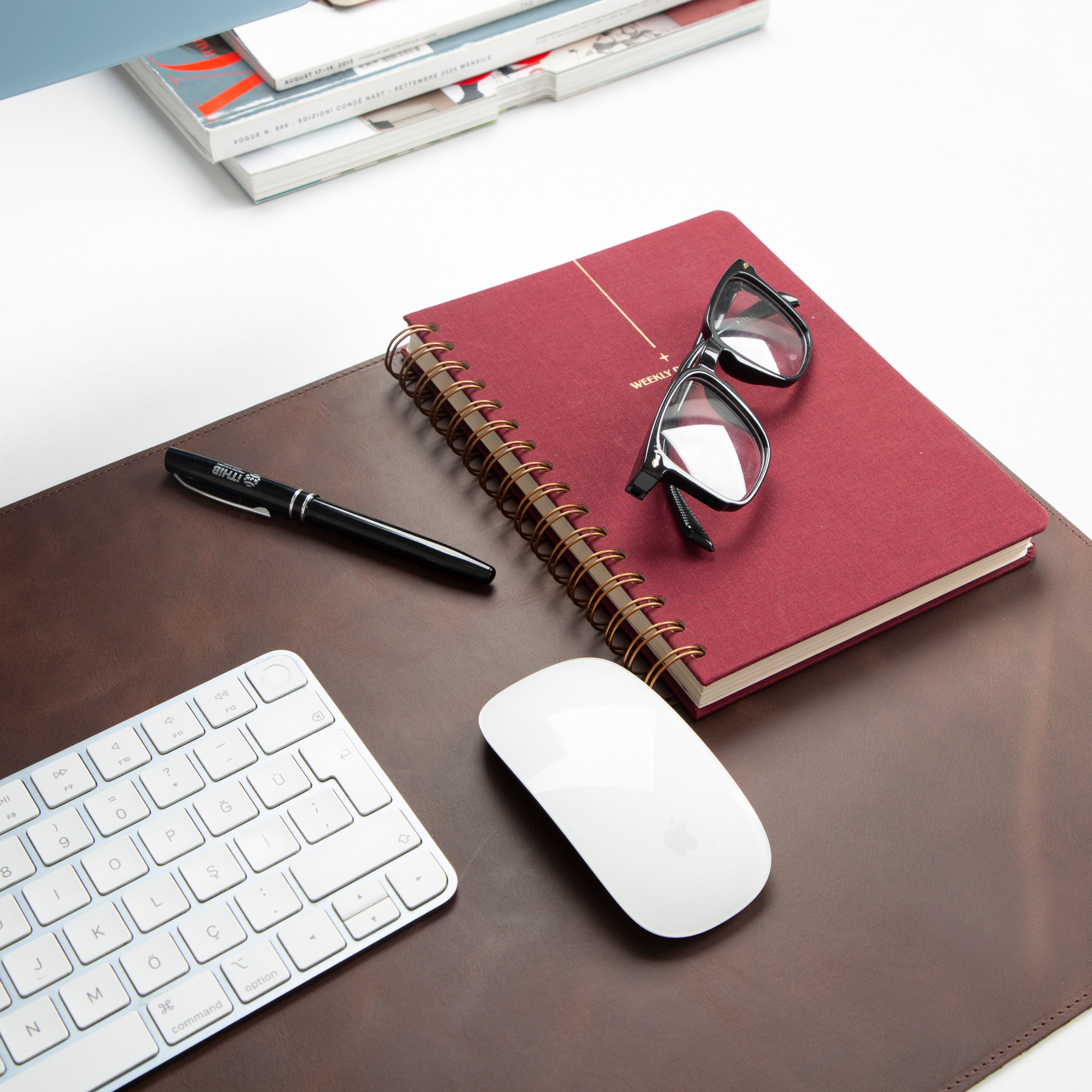 Personalized Leather Desk Mat, Medium (15" x 31") – Custom Engraved Desk Pad & Mouse Pad
