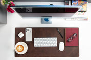 Personalized Leather Desk Mat, Medium (15" x 31") – Custom Engraved Desk Pad & Mouse Pad