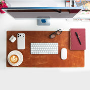 Personalized Leather Desk Mat, Medium (15" x 31") – Custom Engraved Desk Pad & Mouse Pad