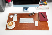 Personalized Leather Desk Mat, Medium (15" x 31") – Custom Engraved Desk Pad & Mouse Pad
