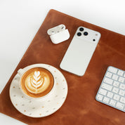 Personalized Leather Desk Mat, Medium (15" x 31") – Custom Engraved Desk Pad & Mouse Pad