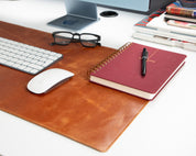 Personalized Leather Desk Mat, Medium (15" x 31") – Custom Engraved Desk Pad & Mouse Pad