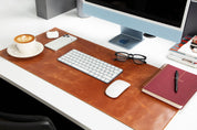 Personalized Leather Desk Mat, Medium (15" x 31") – Custom Engraved Desk Pad & Mouse Pad