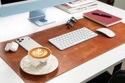 Personalized Leather Desk Mat, Medium (15" x 31") – Custom Engraved Desk Pad & Mouse Pad