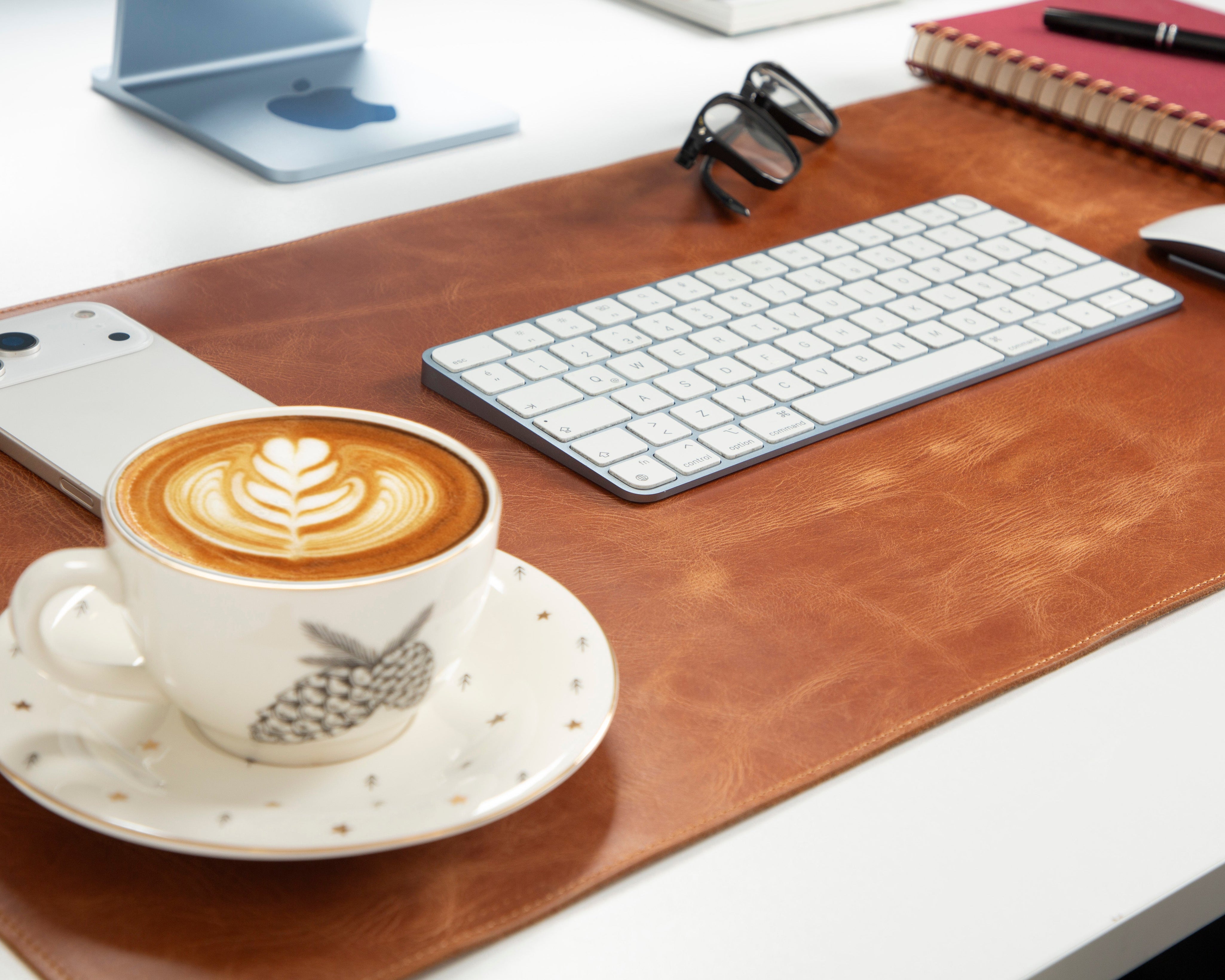 Personalized Leather Desk Mat, Medium (15" x 31") – Custom Engraved Desk Pad & Mouse Pad