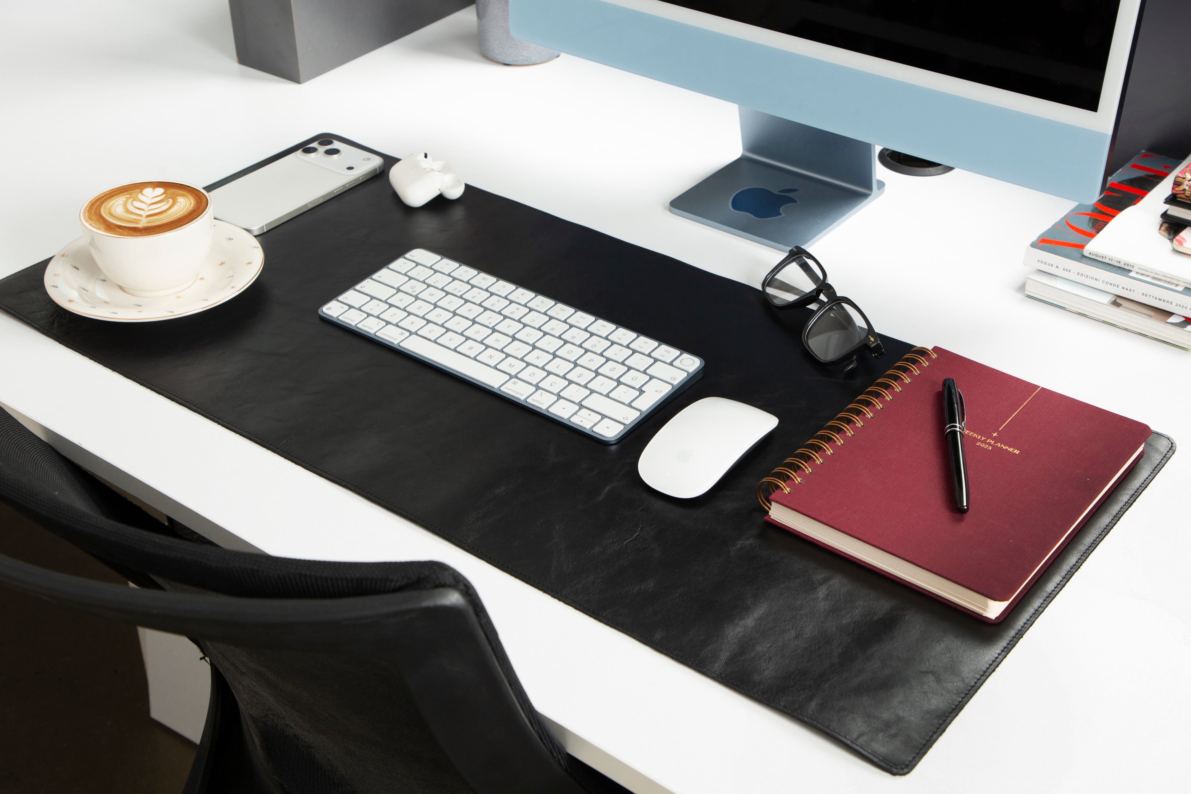 Personalized Leather Desk Mat, Medium (15" x 31") – Custom Engraved Desk Pad & Mouse Pad