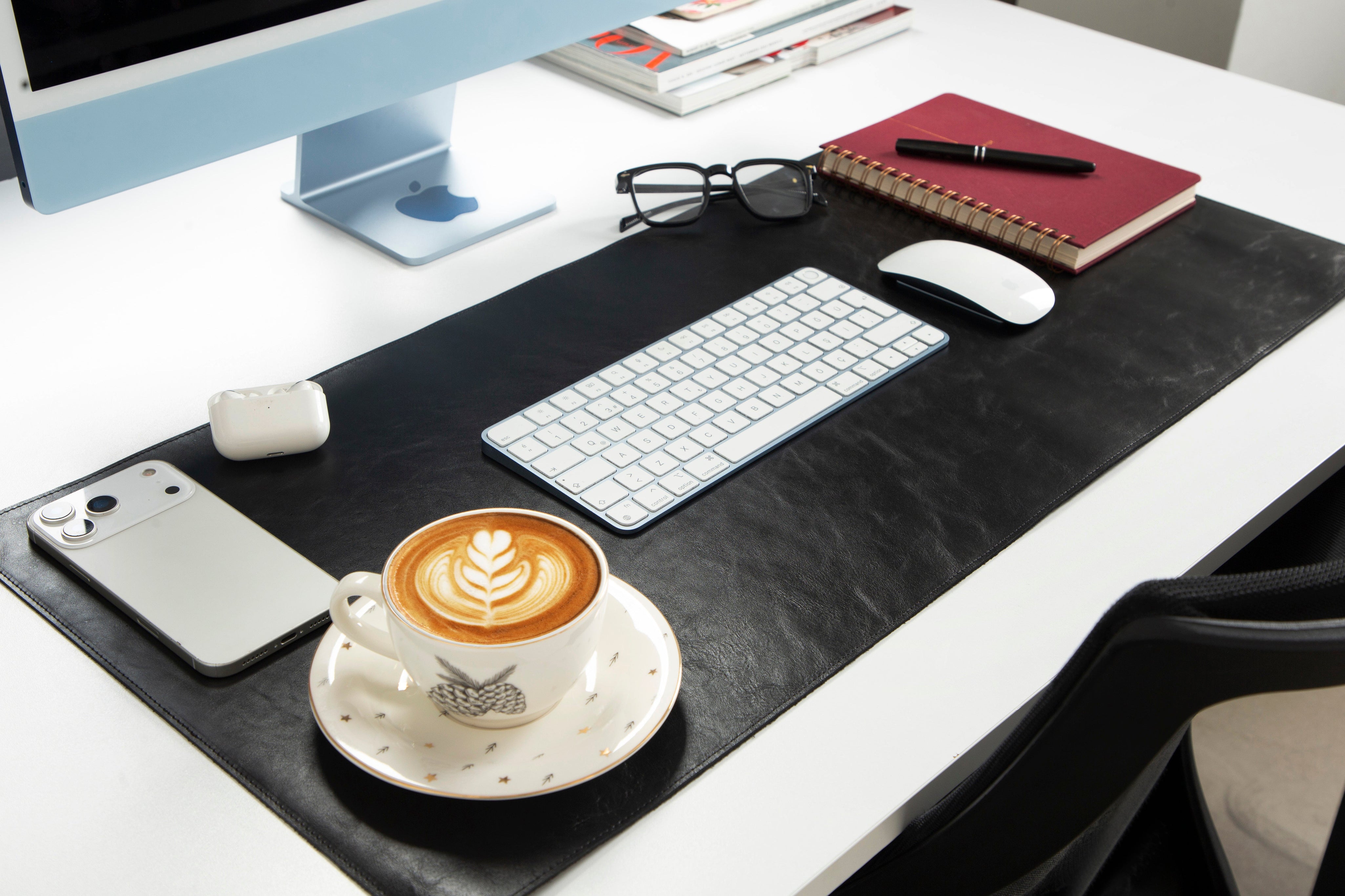 Personalized Leather Desk Mat, Medium (15" x 31") – Custom Engraved Desk Pad & Mouse Pad