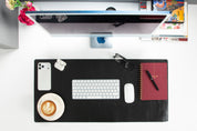Personalized Leather Desk Mat, Medium (15" x 31") – Custom Engraved Desk Pad & Mouse Pad