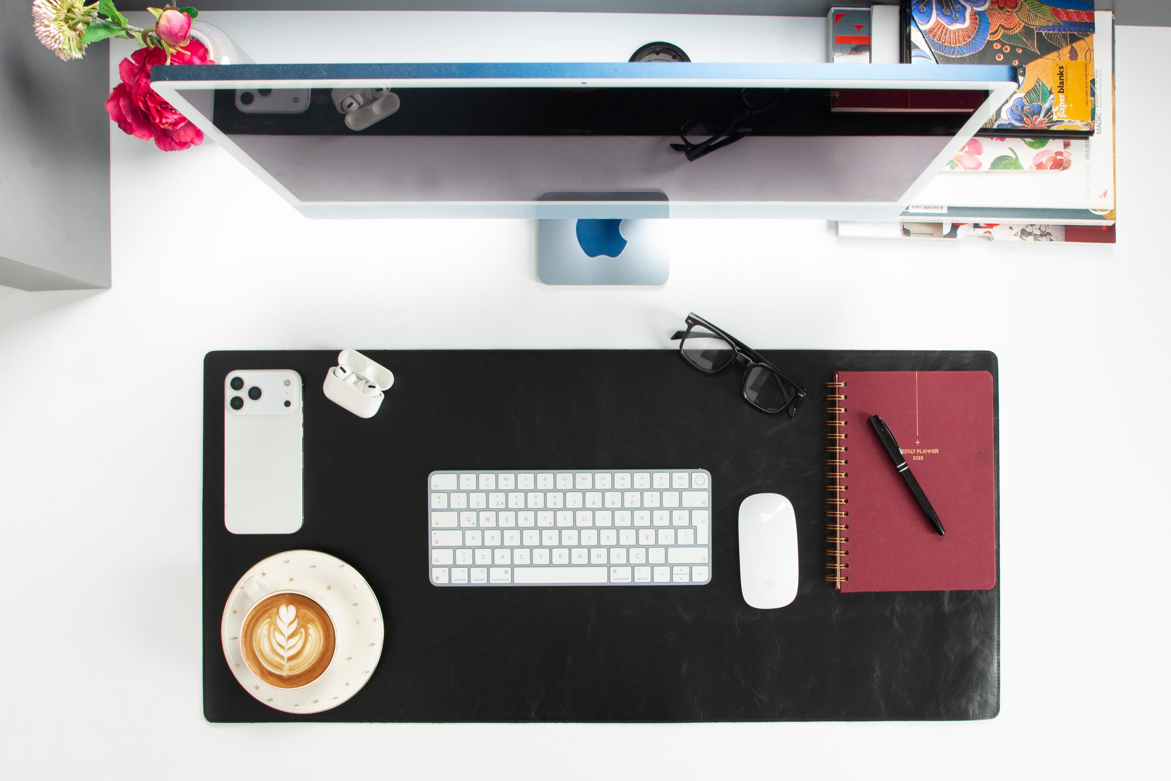 Personalized Leather Desk Mat, Medium (15" x 31") – Custom Engraved Desk Pad & Mouse Pad