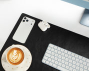Personalized Leather Desk Mat, Medium (15" x 31") – Custom Engraved Desk Pad & Mouse Pad