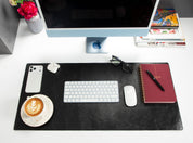 Personalized Leather Desk Mat, Medium (15" x 31") – Custom Engraved Desk Pad & Mouse Pad
