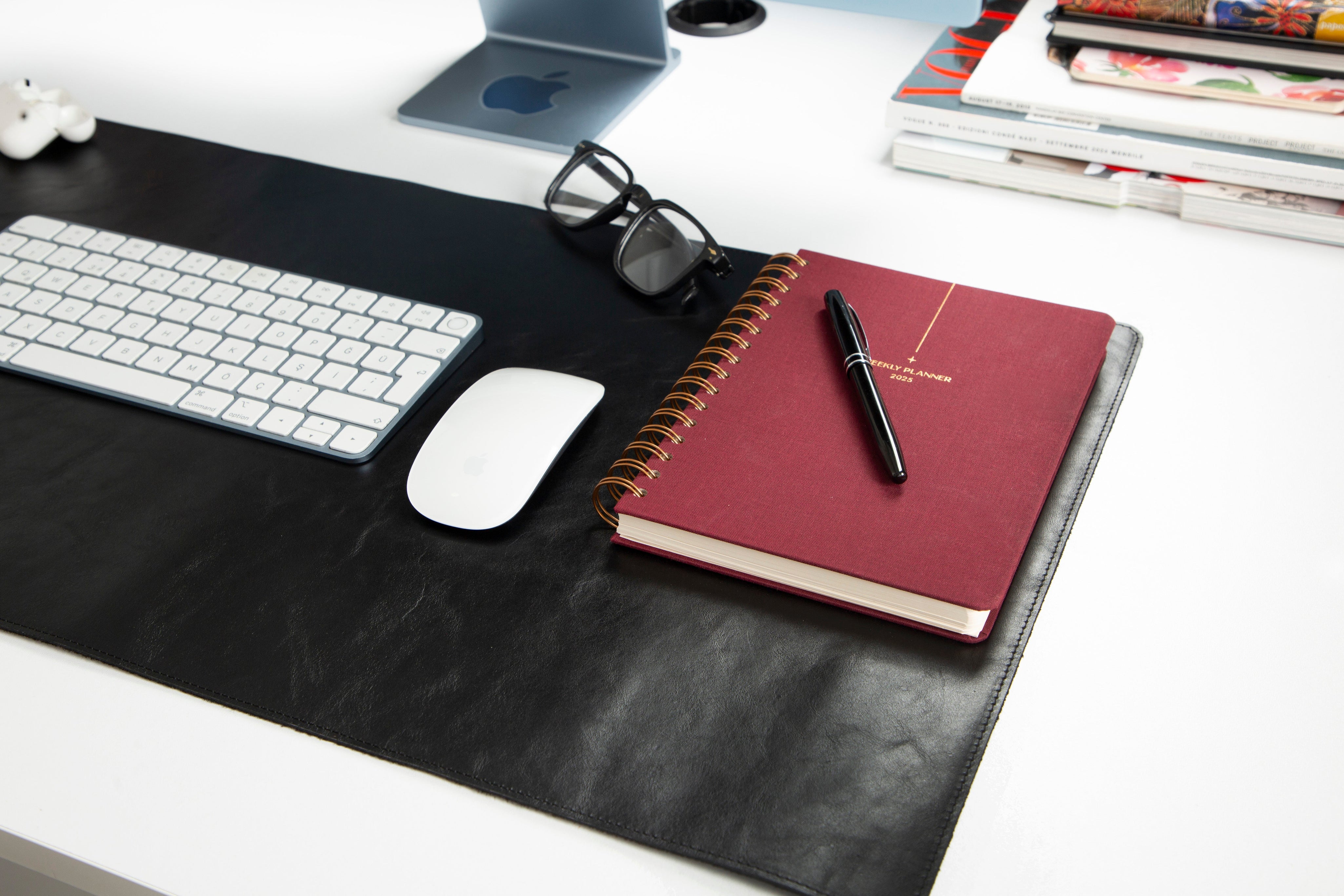 Personalized Leather Desk Mat, Medium (15" x 31") – Custom Engraved Desk Pad & Mouse Pad
