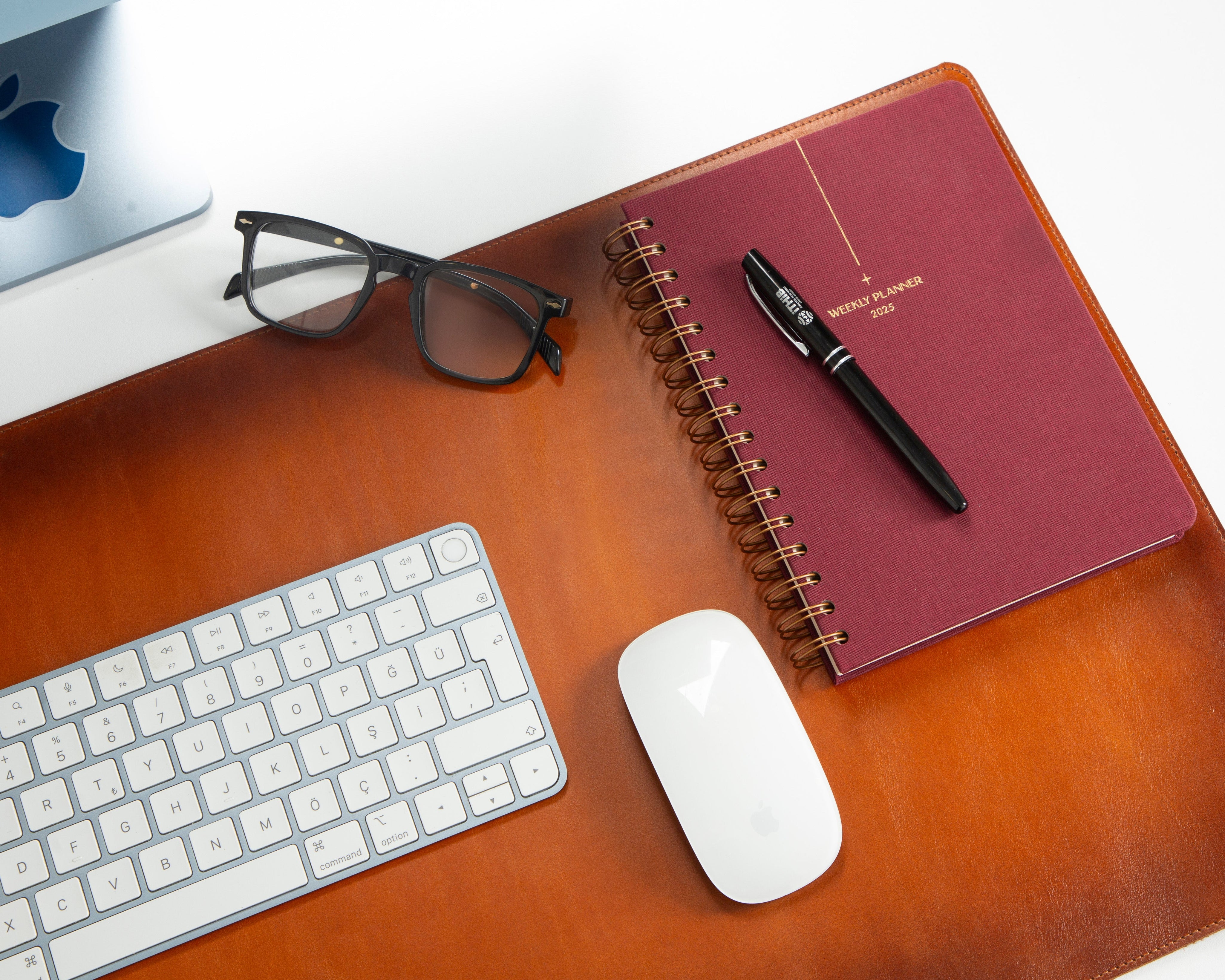 Personalized Leather Desk Mat, Medium (15" x 31") – Custom Engraved Desk Pad & Mouse Pad