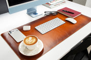 Personalized Leather Desk Mat, Medium (15" x 31") – Custom Engraved Desk Pad & Mouse Pad