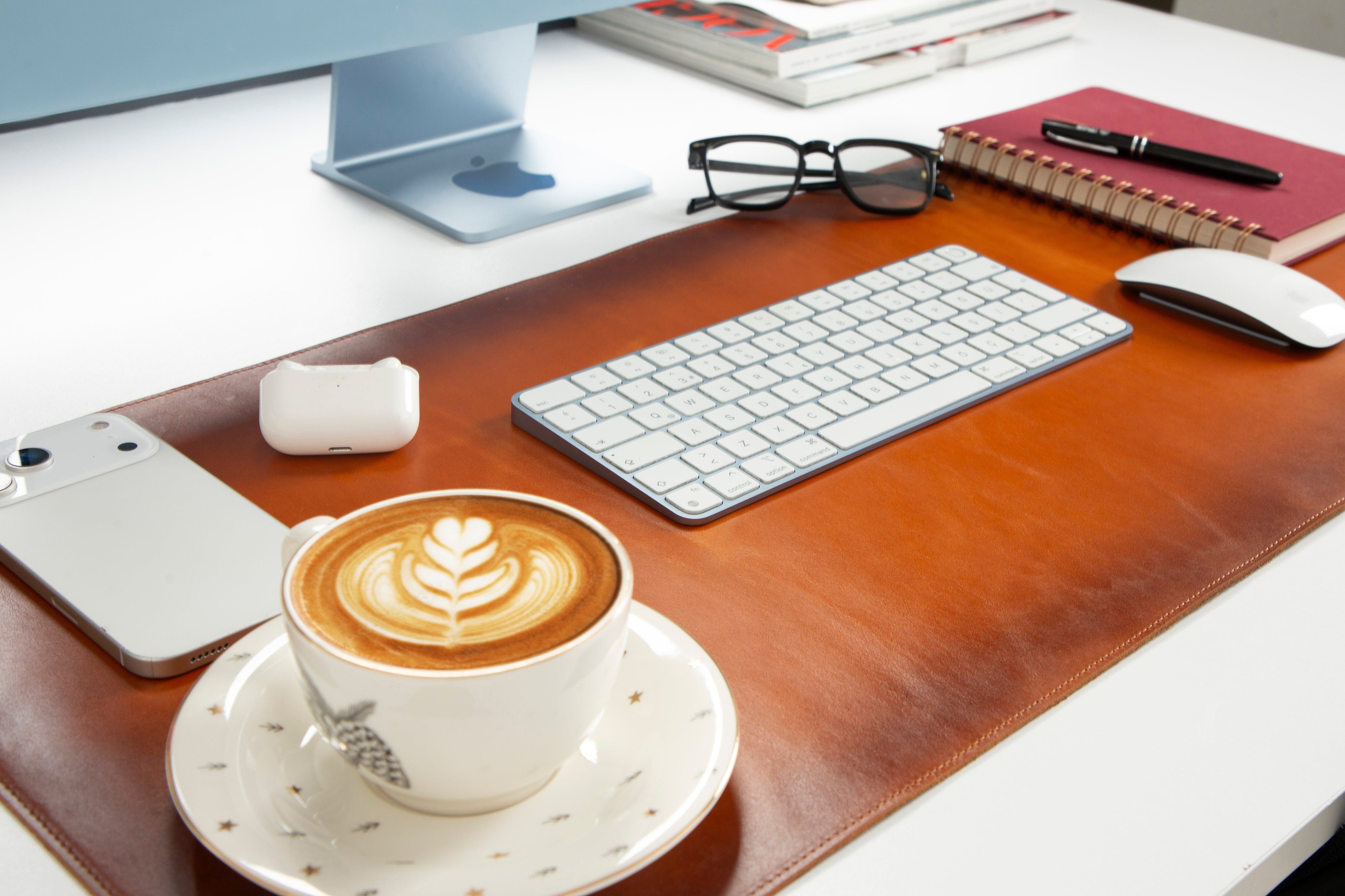 Personalized Leather Desk Mat, Medium (15" x 31") – Custom Engraved Desk Pad & Mouse Pad