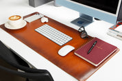 Personalized Leather Desk Mat, Medium (15" x 31") – Custom Engraved Desk Pad & Mouse Pad