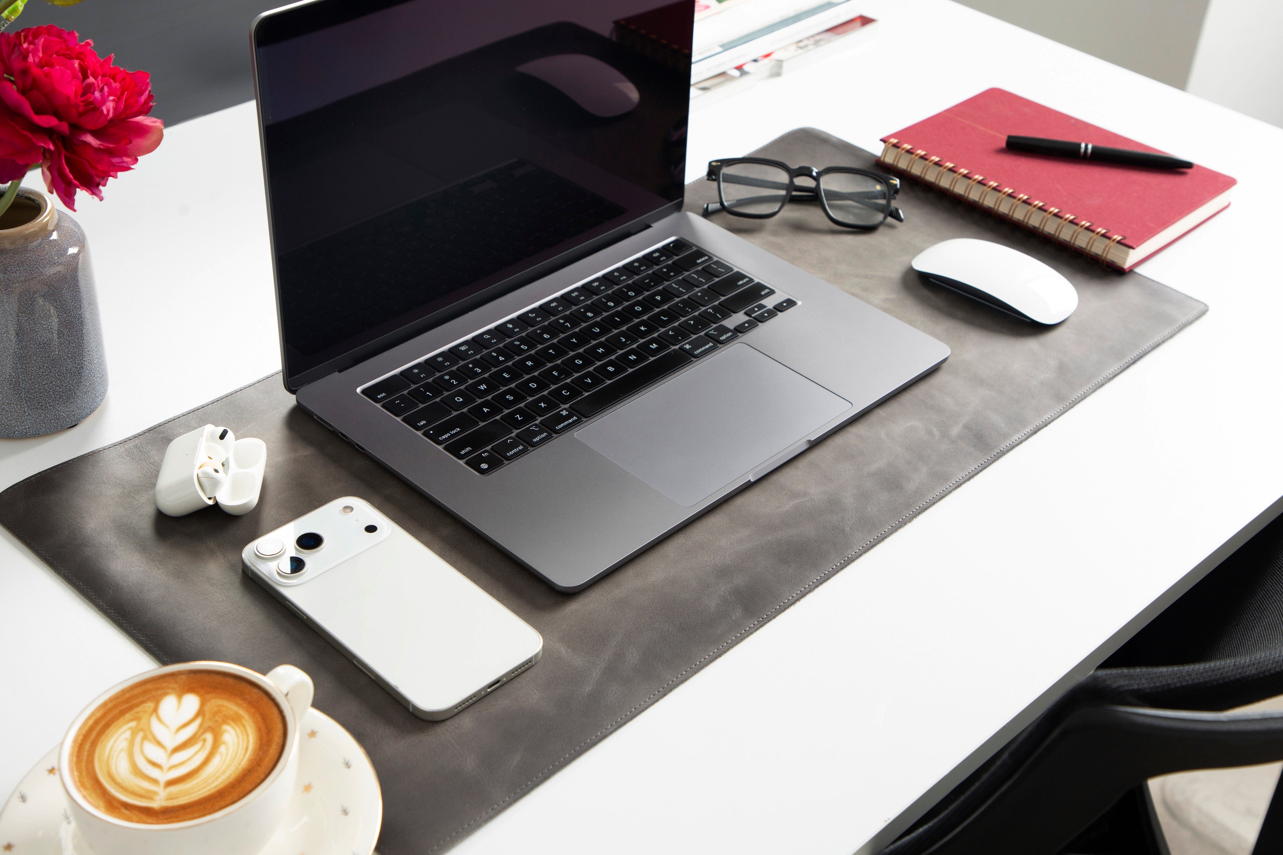 Personalized Leather Desk Mat, Small (12" x 28") – Custom Engraved Desk Pad & Mouse Pad
