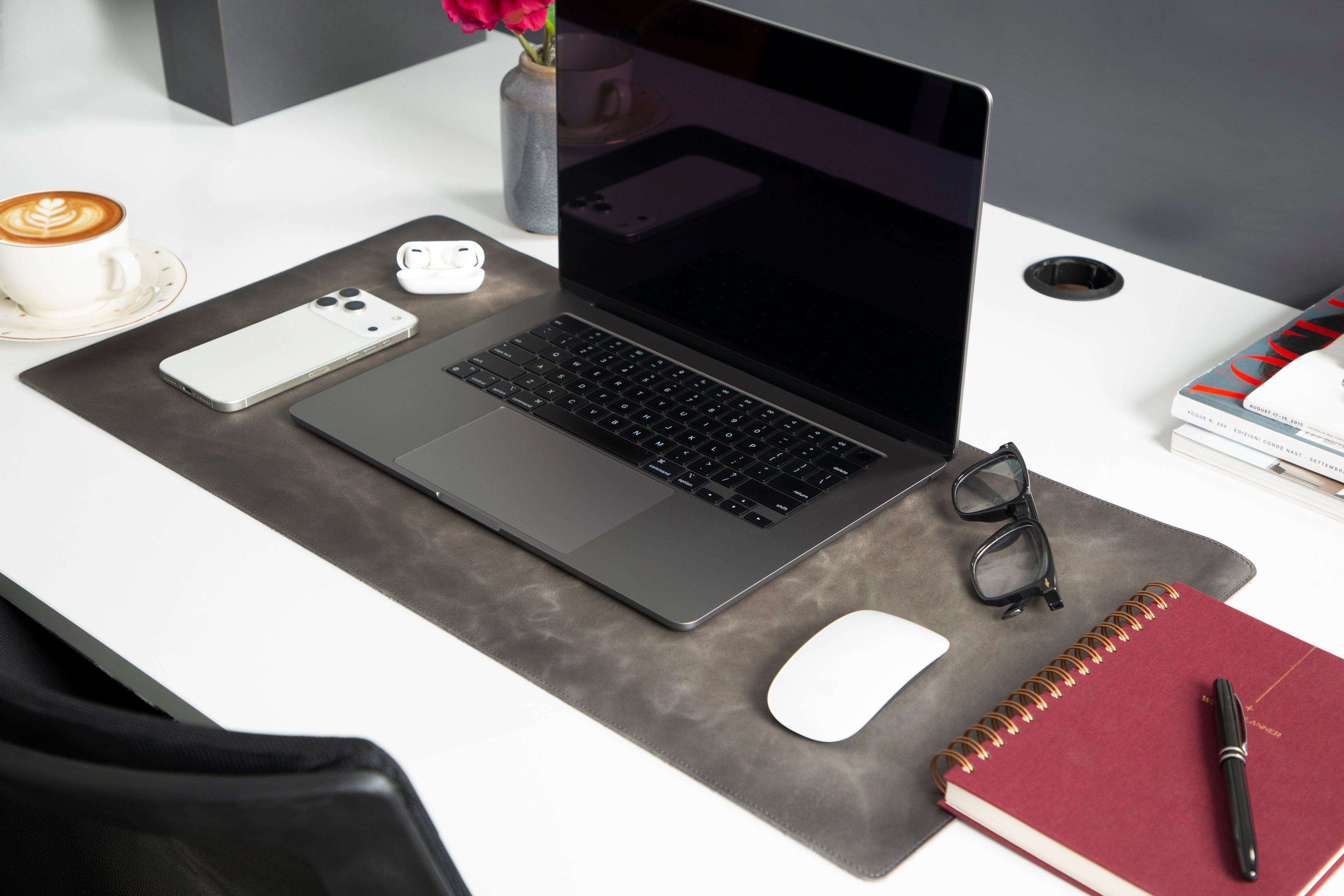 Personalized Leather Desk Mat, Small (12" x 28") – Custom Engraved Desk Pad & Mouse Pad