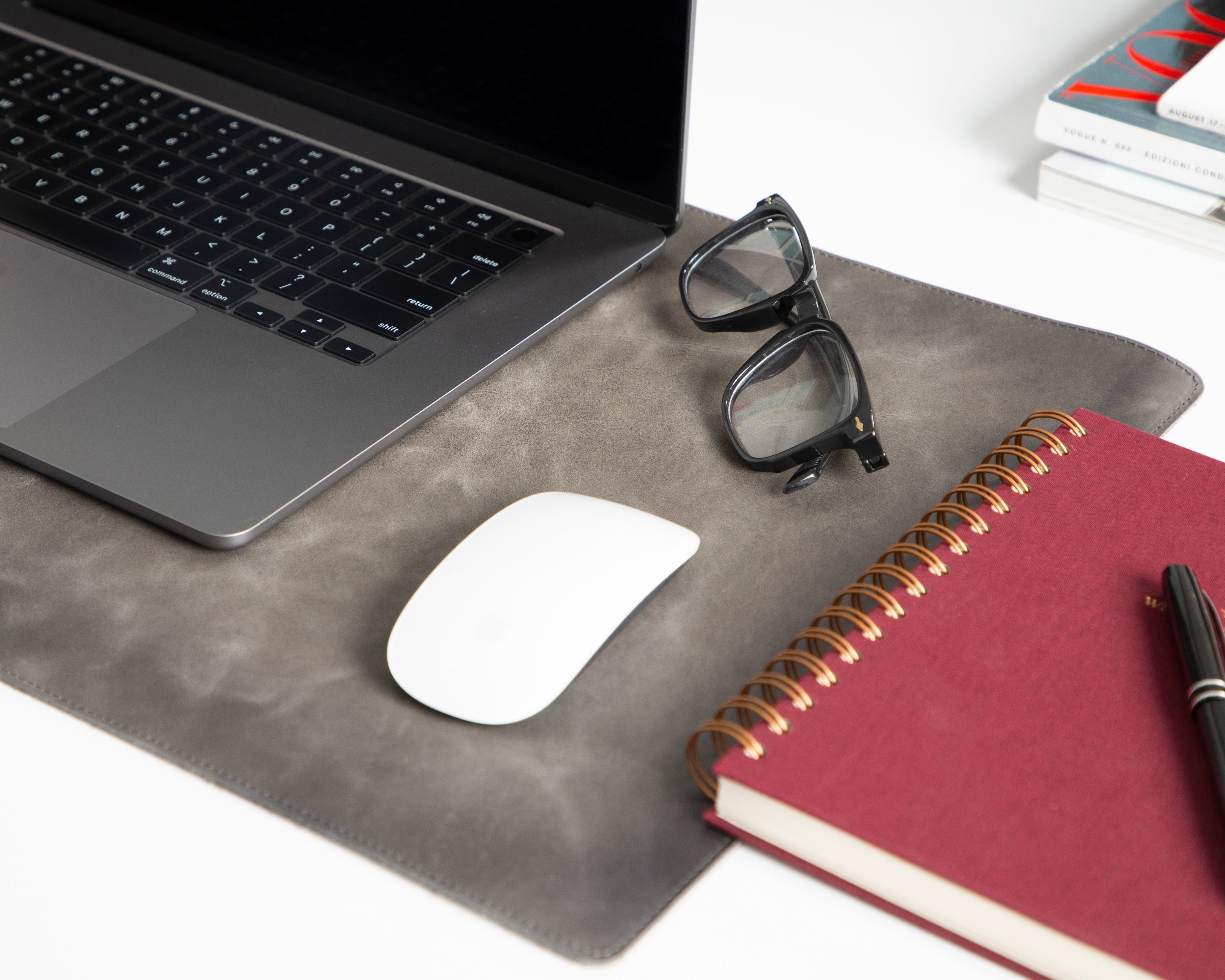 Personalized Leather Desk Mat, Small (12" x 28") – Custom Engraved Desk Pad & Mouse Pad