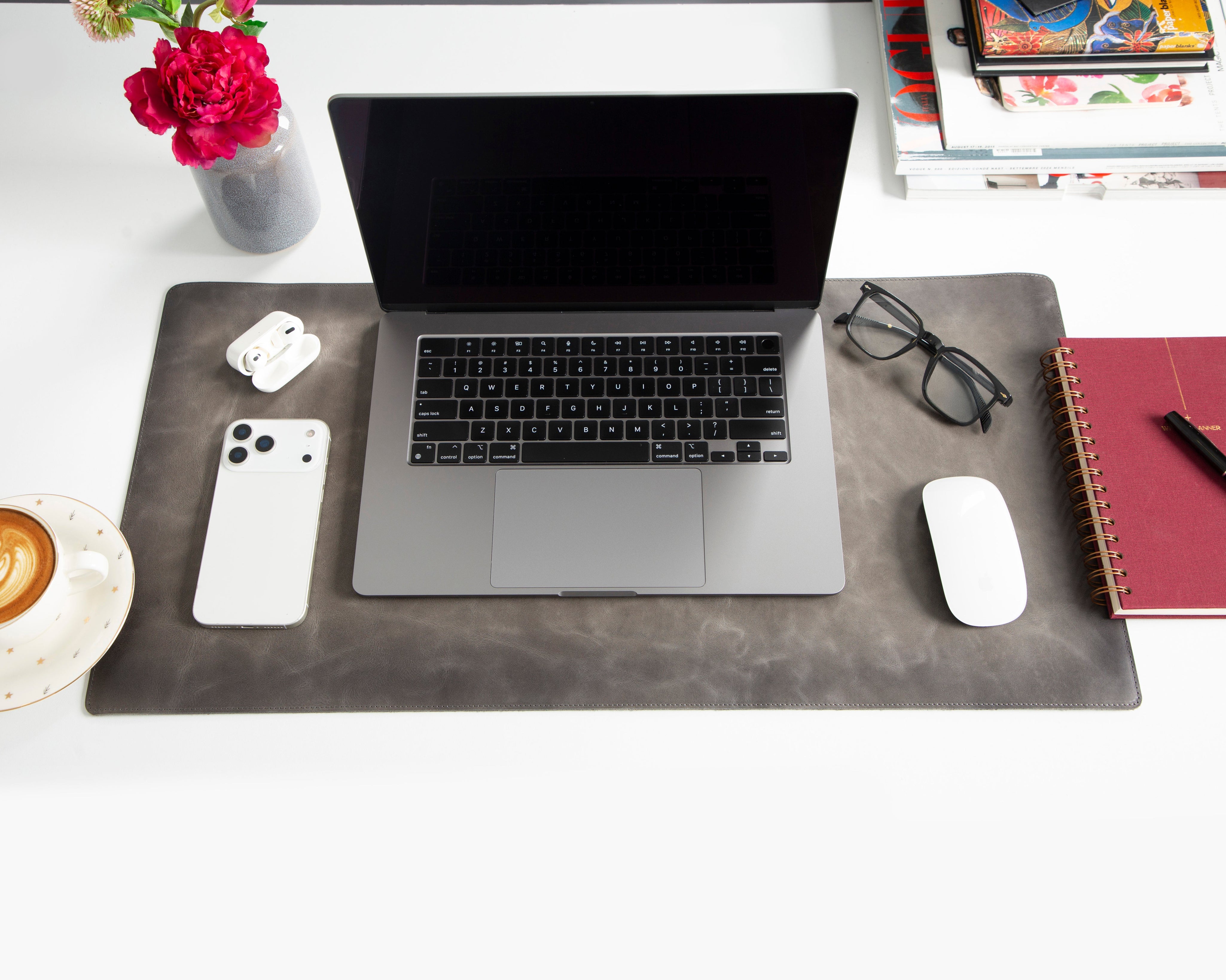 Personalized Leather Desk Mat, Small (12" x 28") – Custom Engraved Desk Pad & Mouse Pad