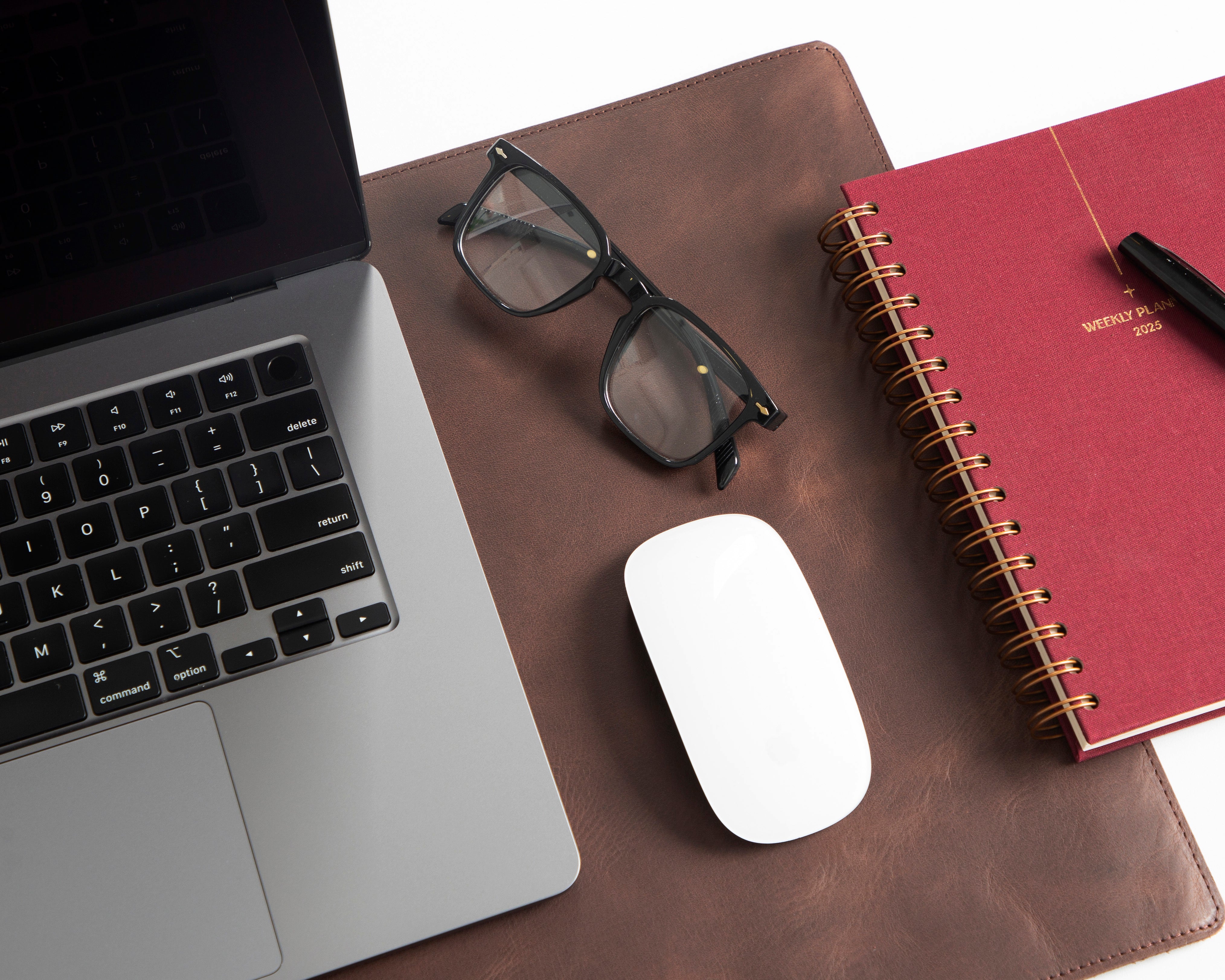Personalized Leather Desk Mat, Small (12" x 28") – Custom Engraved Desk Pad & Mouse Pad