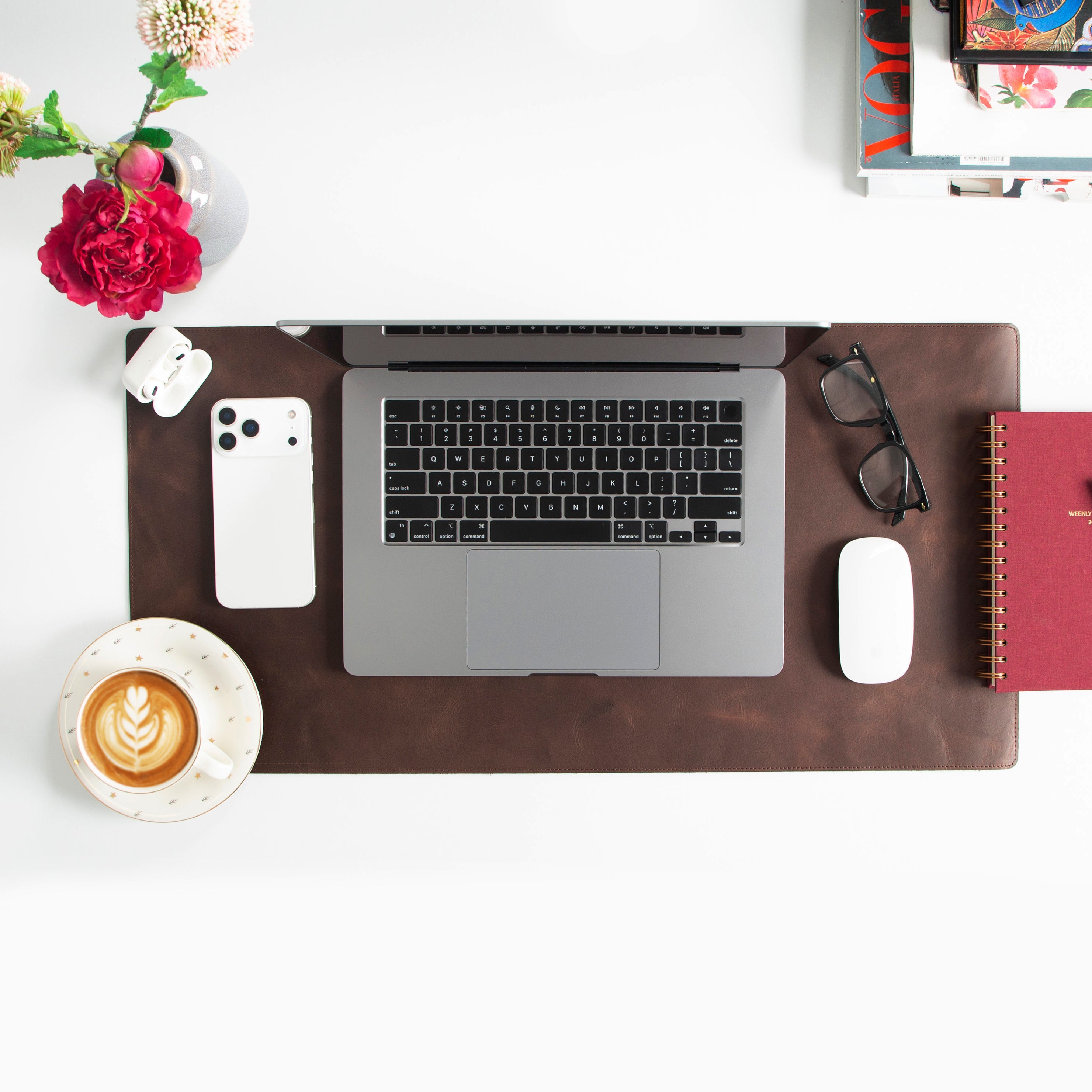 Personalized Leather Desk Mat, Small (12" x 28") – Custom Engraved Desk Pad & Mouse Pad