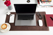Personalized Leather Desk Mat, Small (12" x 28") – Custom Engraved Desk Pad & Mouse Pad