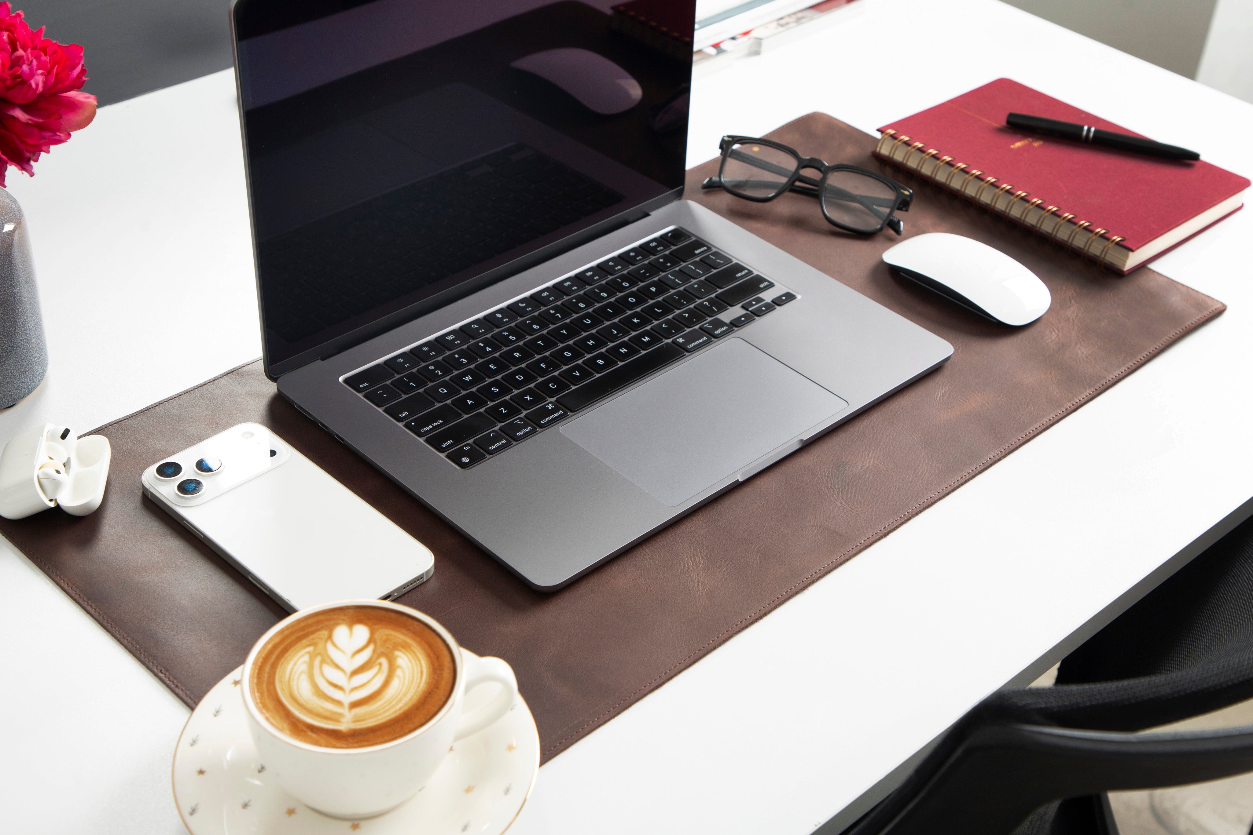 Personalized Leather Desk Mat, Small (12" x 28") – Custom Engraved Desk Pad & Mouse Pad