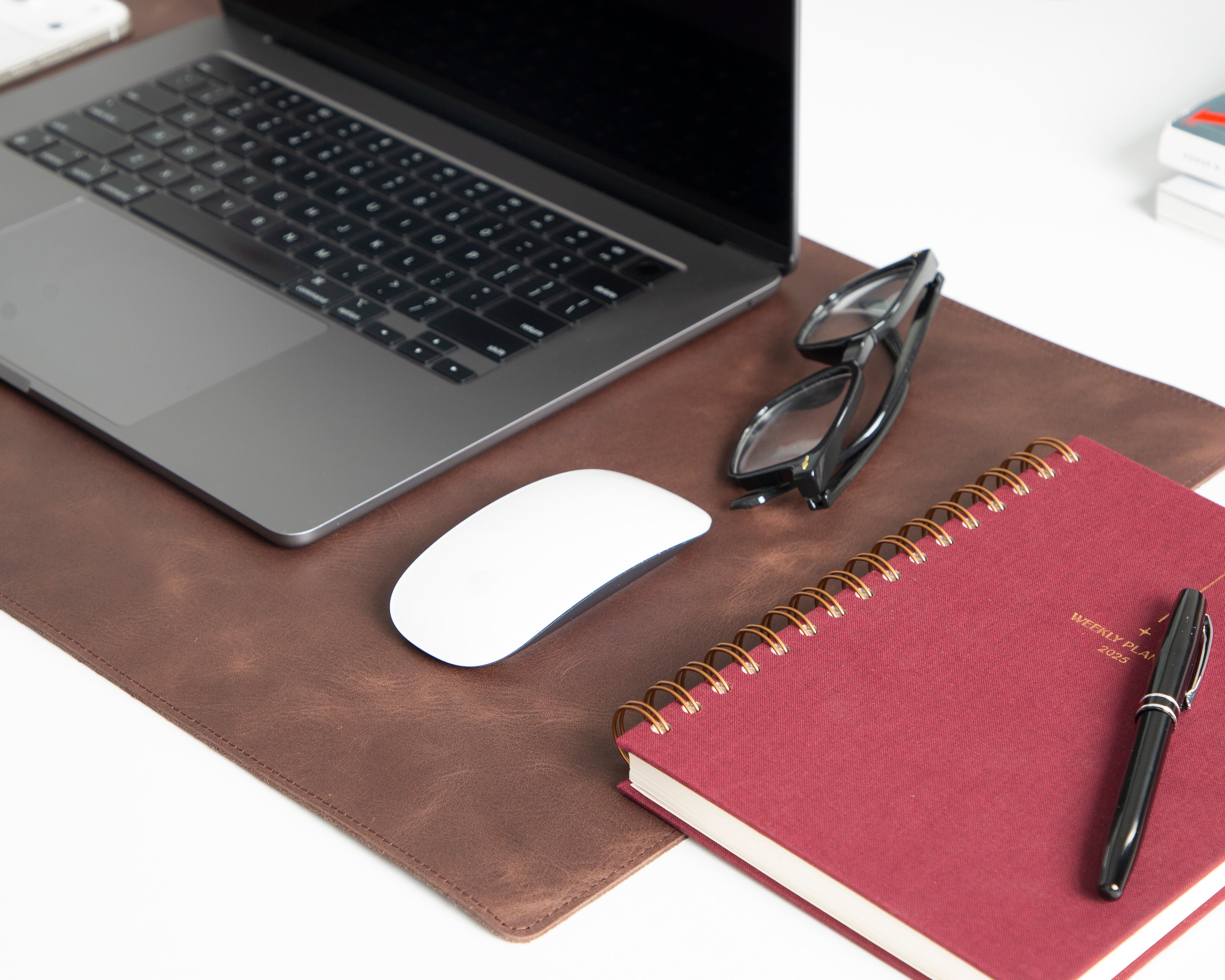 Personalized Leather Desk Mat, Small (12" x 28") – Custom Engraved Desk Pad & Mouse Pad