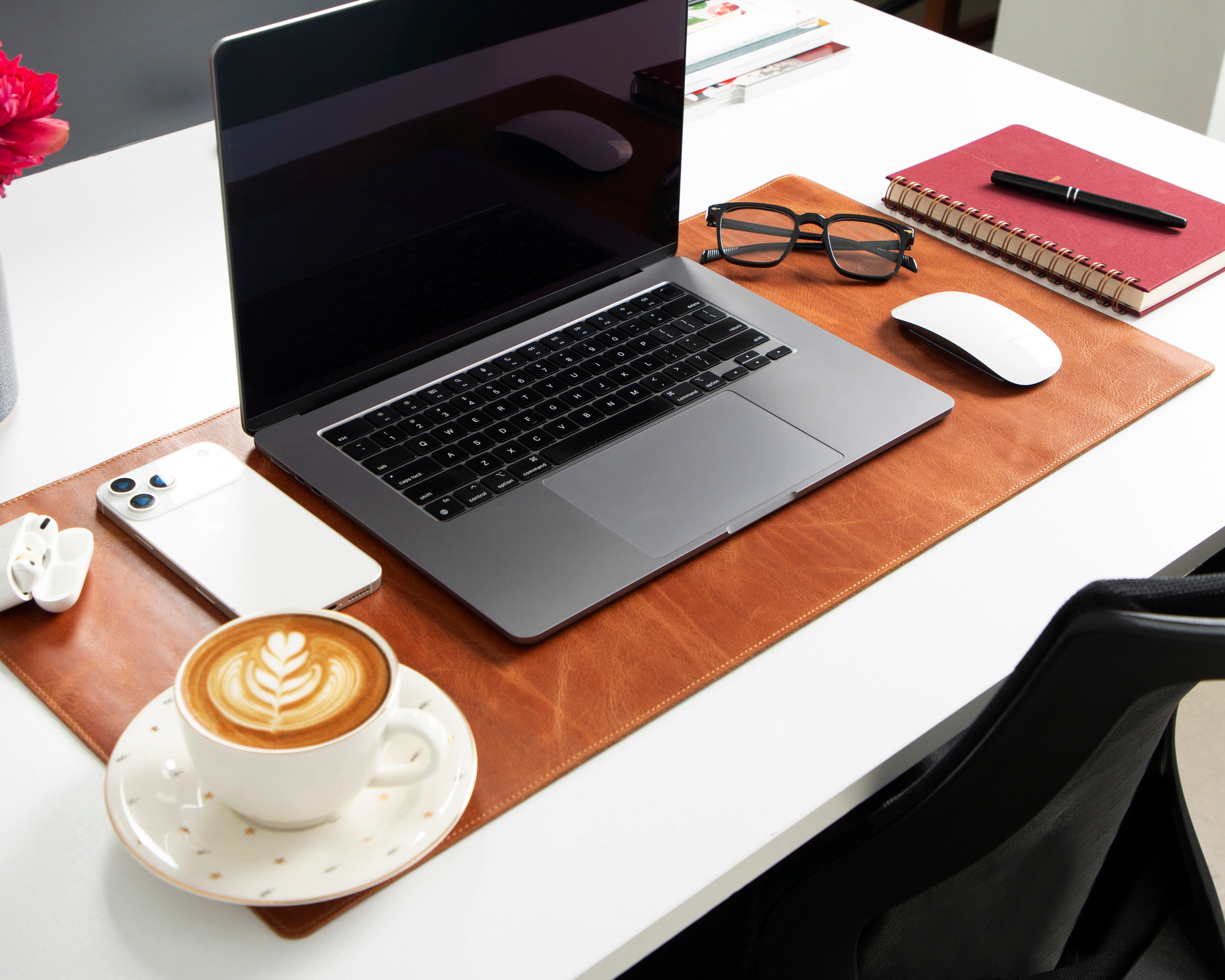 Personalized Leather Desk Mat, Small (12" x 28") – Custom Engraved Desk Pad & Mouse Pad
