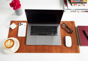 Personalized Leather Desk Mat, Small (12" x 28") – Custom Engraved Desk Pad & Mouse Pad
