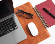 Personalized Leather Desk Mat, Small (12" x 28") – Custom Engraved Desk Pad & Mouse Pad