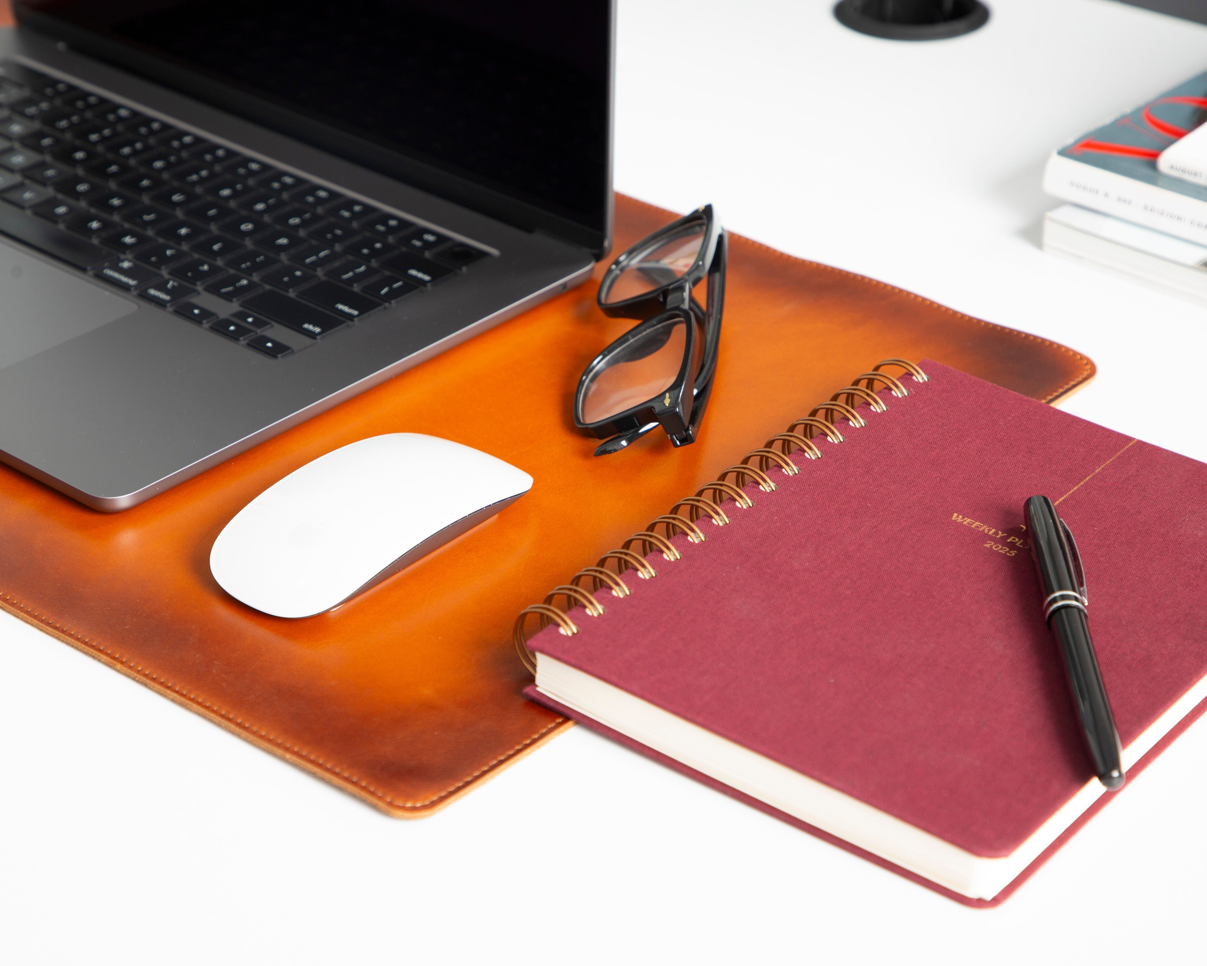 Personalized Leather Desk Mat, Small (12" x 28") – Custom Engraved Desk Pad & Mouse Pad