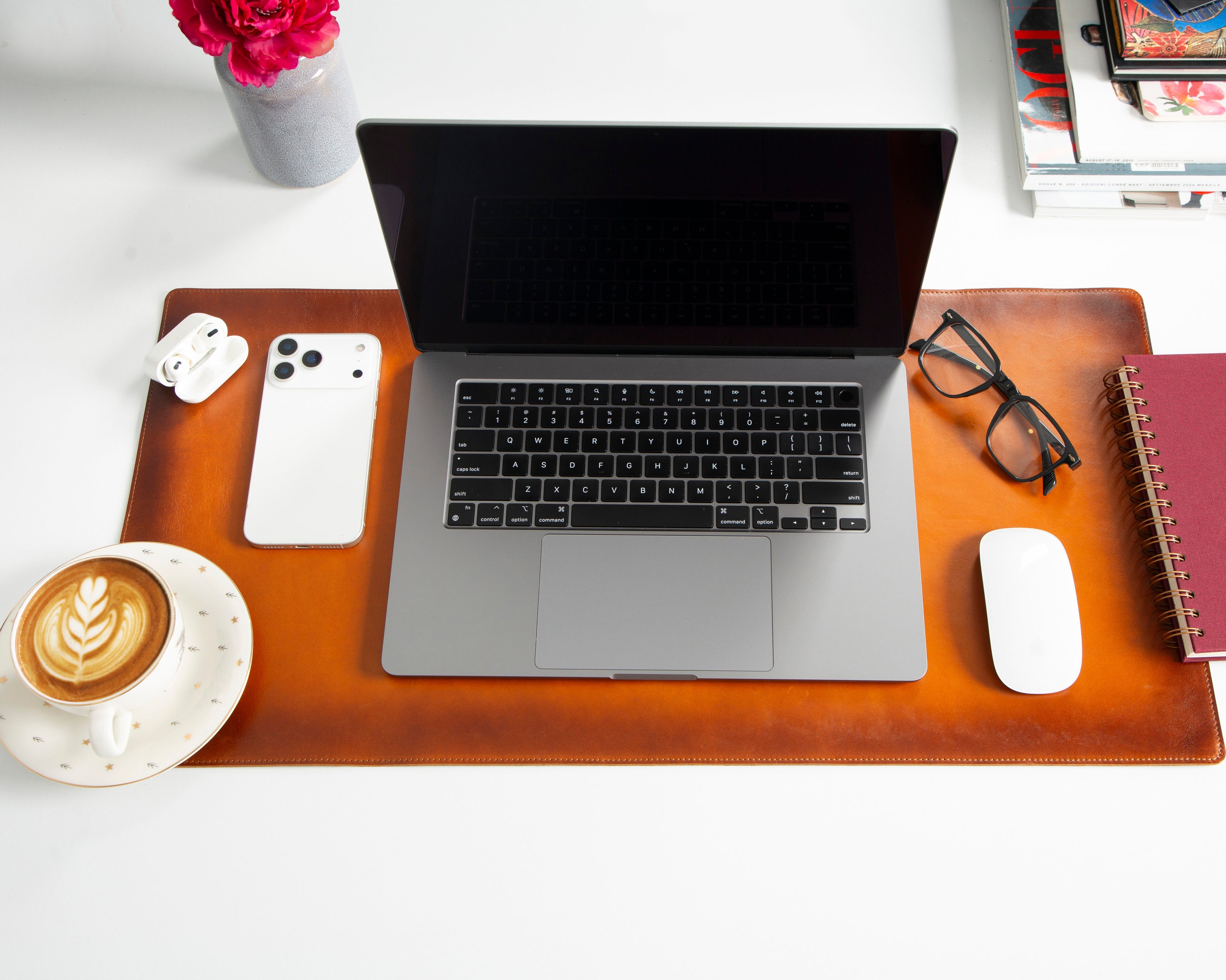 Personalized Leather Desk Mat, Small (12" x 28") – Custom Engraved Desk Pad & Mouse Pad