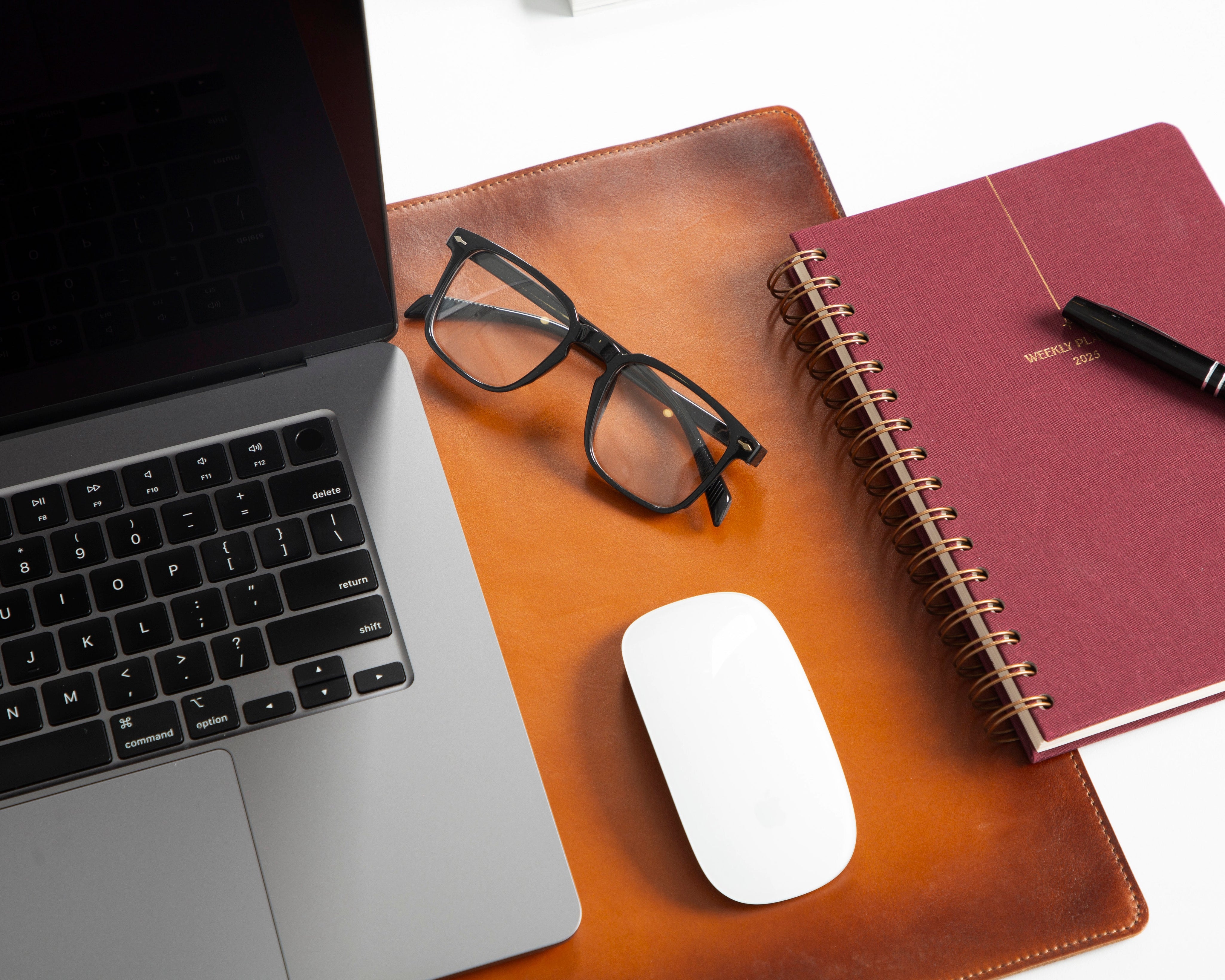 Personalized Leather Desk Mat, Small (12" x 28") – Custom Engraved Desk Pad & Mouse Pad