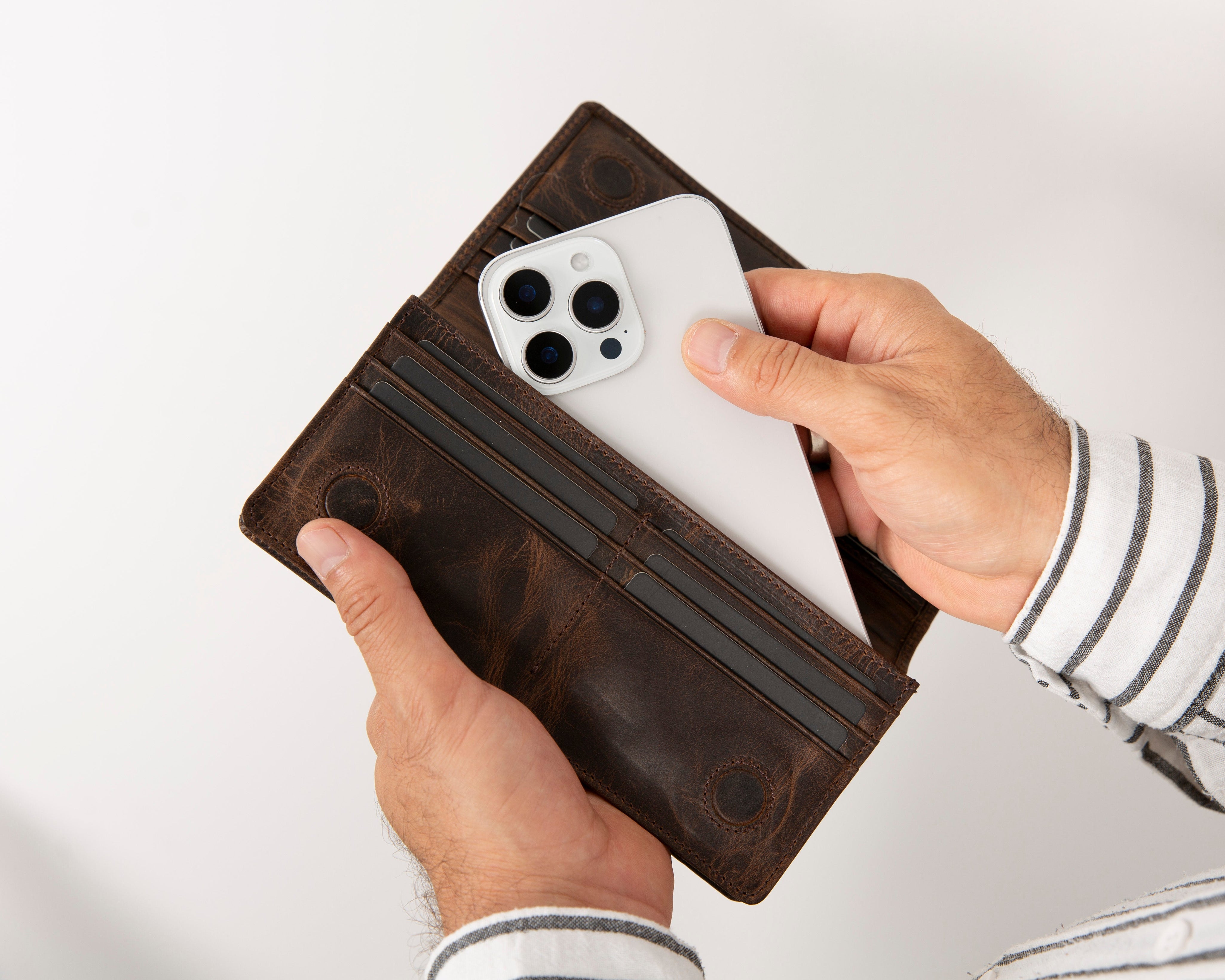 Sentinel Leather Wallet – Unisex RFID Long Wallet with Phone Pocket