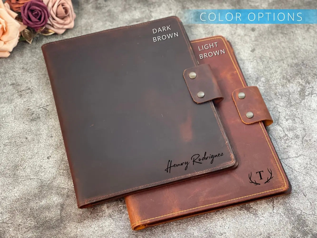 Customized Leather Portfolio with Notepad & Planner - Legendary Hide