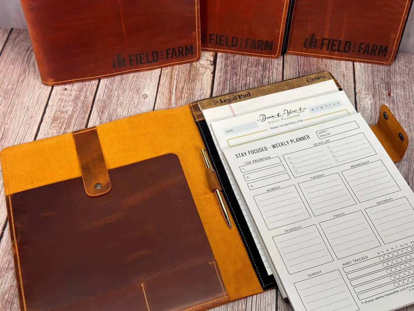 Customized Leather Portfolio with Notepad & Planner - Legendary Hide