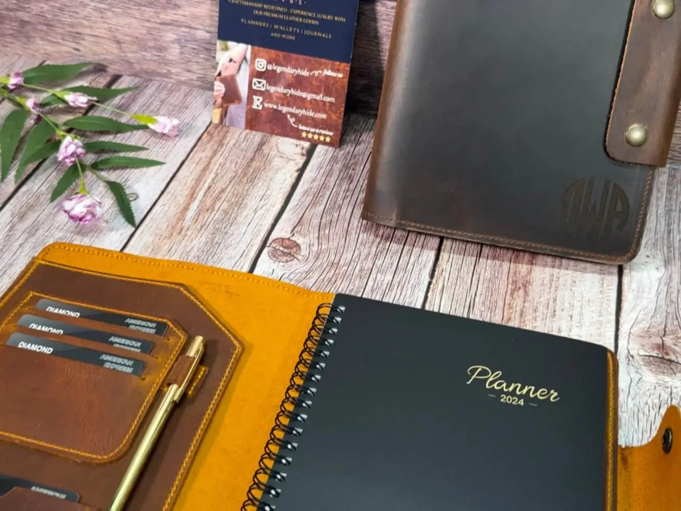 Customized Refillable A5 Leather Planner with Pen - Legendary Hide