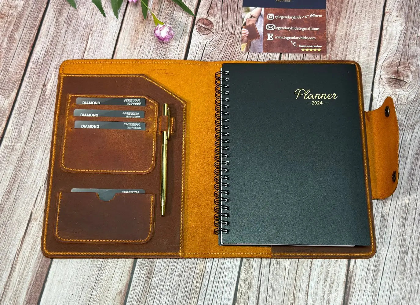 Customized Refillable A5 Leather Planner with Pen - Legendary Hide