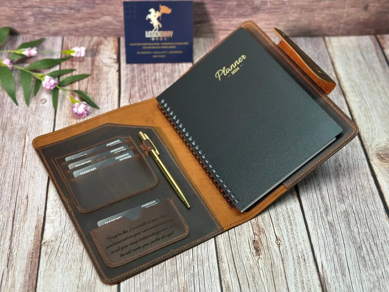 Customized Refillable A5 Leather Planner with Pen - Legendary Hide