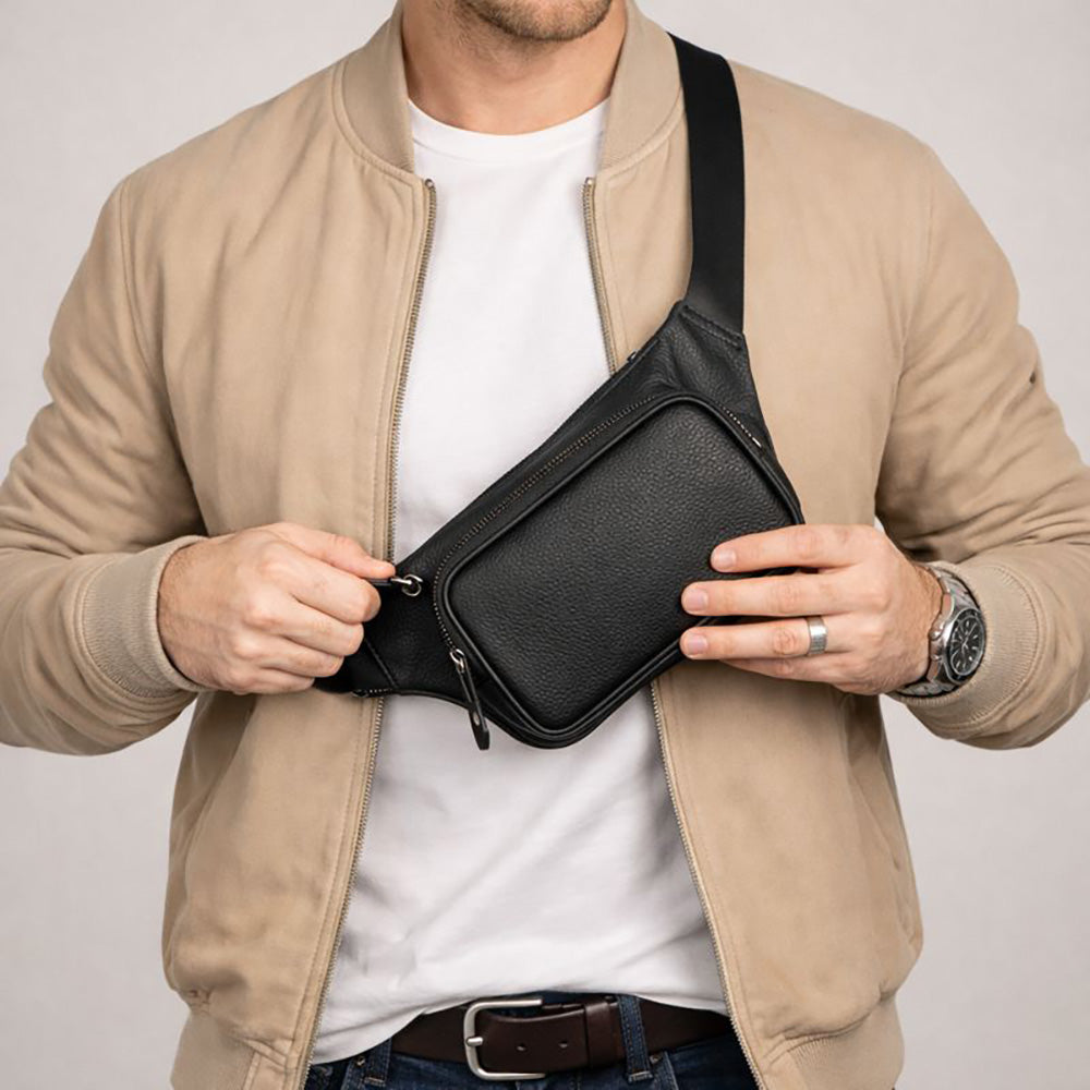 Apex Genuine Leather Waist Bag, Crossbody Belt Bag