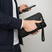 The Nomad Leather Wristlet Clutch – Minimal Zip Wallet & Travel Carry