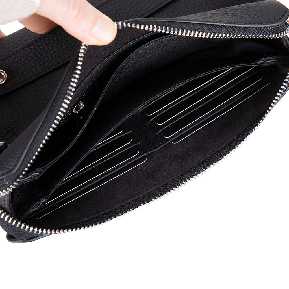 The Nomad Leather Wristlet Clutch – Minimal Zip Wallet & Travel Carry