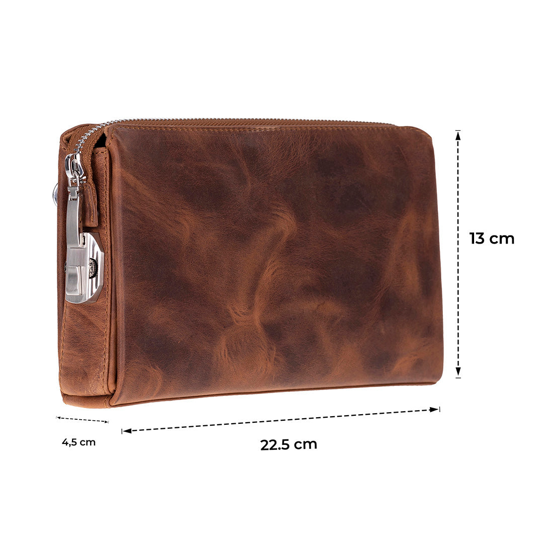 Nomad Leather Wristlet Clutch – Minimal Zip Wallet & Travel Carry