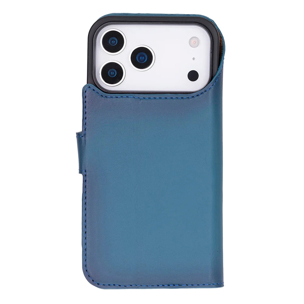 Blue leather MagSafe wallet case for iPhone 18 Pro and 17 Pro - view 8