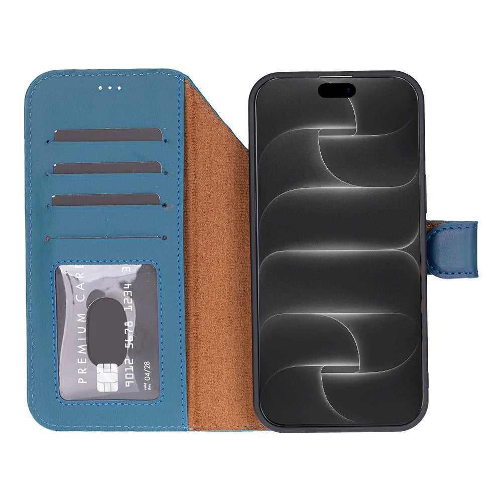 Blue leather MagSafe wallet case for iPhone 18 Pro and 17 Pro - view 10