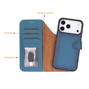 Blue leather MagSafe wallet case for iPhone 18 Pro and 17 Pro - view 3