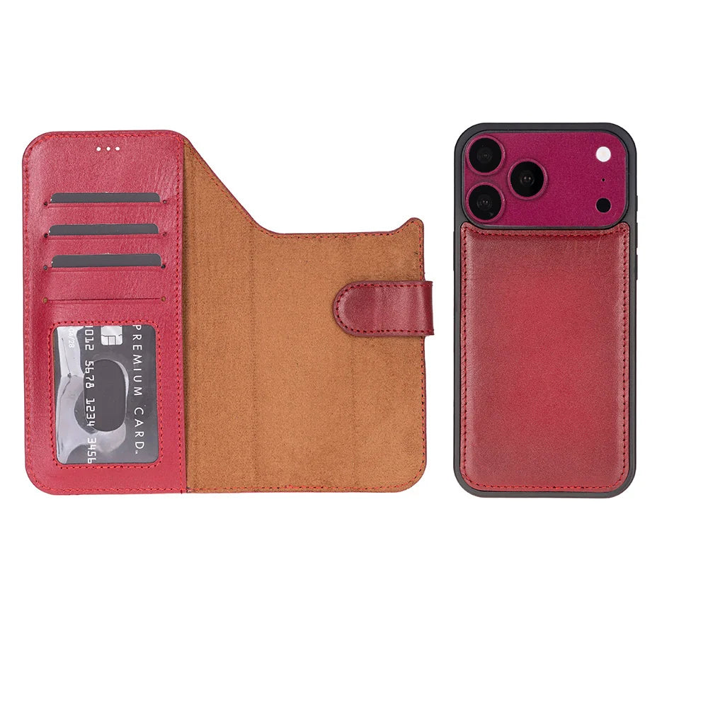 Red leather MagSafe wallet case for iPhone 18 Pro and 17 Pro - view 5